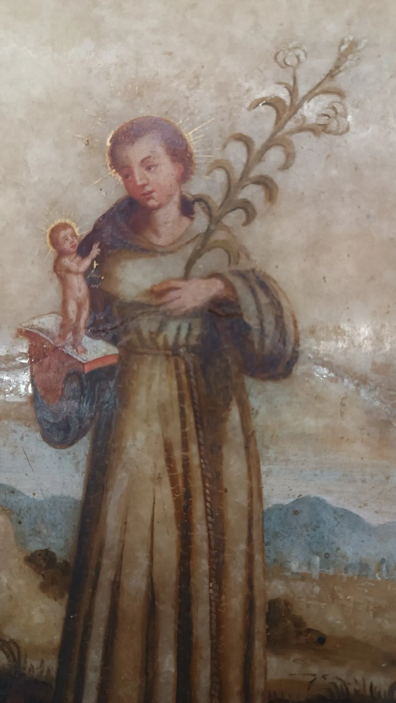 St. Anthony of Padua, painting on alabaster, 18th century 6