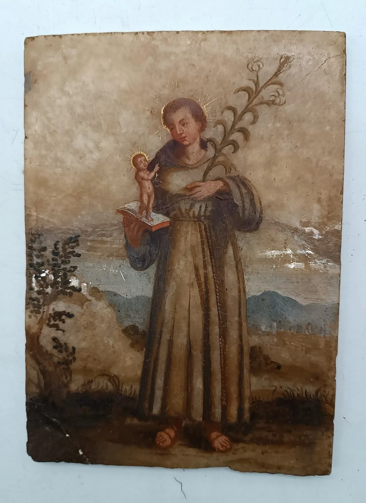 St. Anthony of Padua, painting on alabaster, 18th century 8