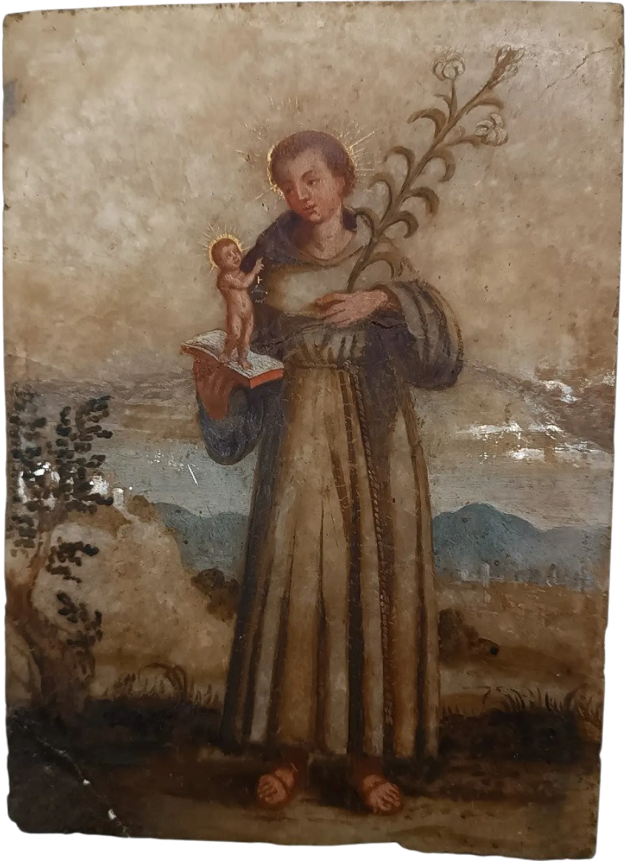 St. Anthony of Padua, painting on alabaster, 18th century 9