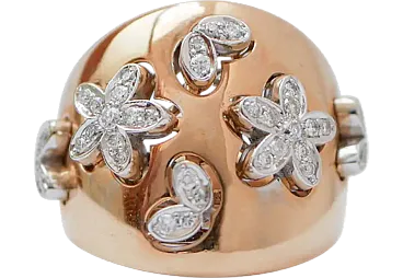 Modern rose and white gold ring with diamonds, 2000s