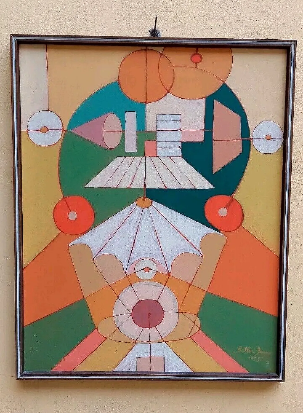 Abstract painting by Franco Balleri, oil on canvas, 1970s 1