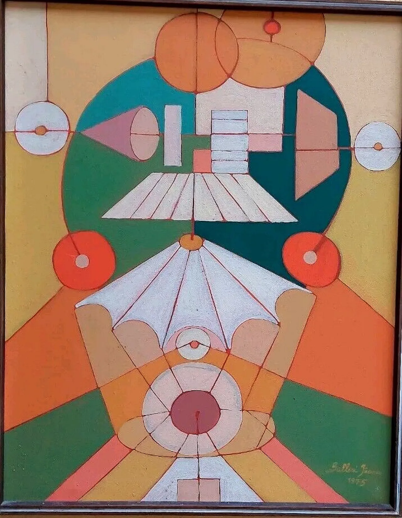 Abstract painting by Franco Balleri, oil on canvas, 1970s 2