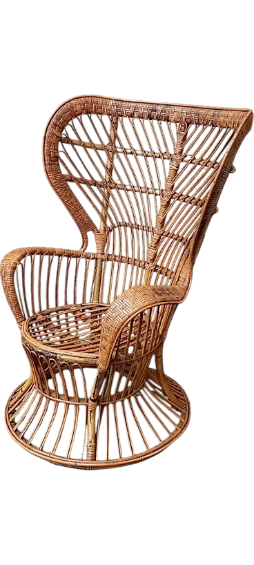 Poltrona in rattan di Lio Carminati e Giò Ponti per Bonacina, anni '50