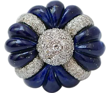 Ring with lapis lazuli, diamonds, rose gold and white gold, 1970s