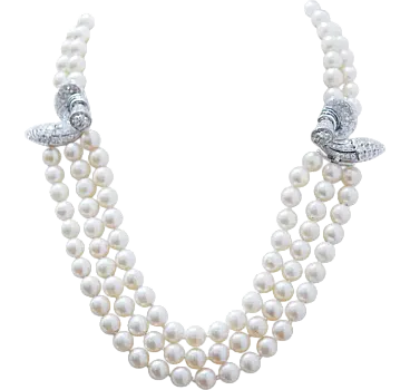 Platinum necklace with pearls, diamonds and sapphires, 1970s