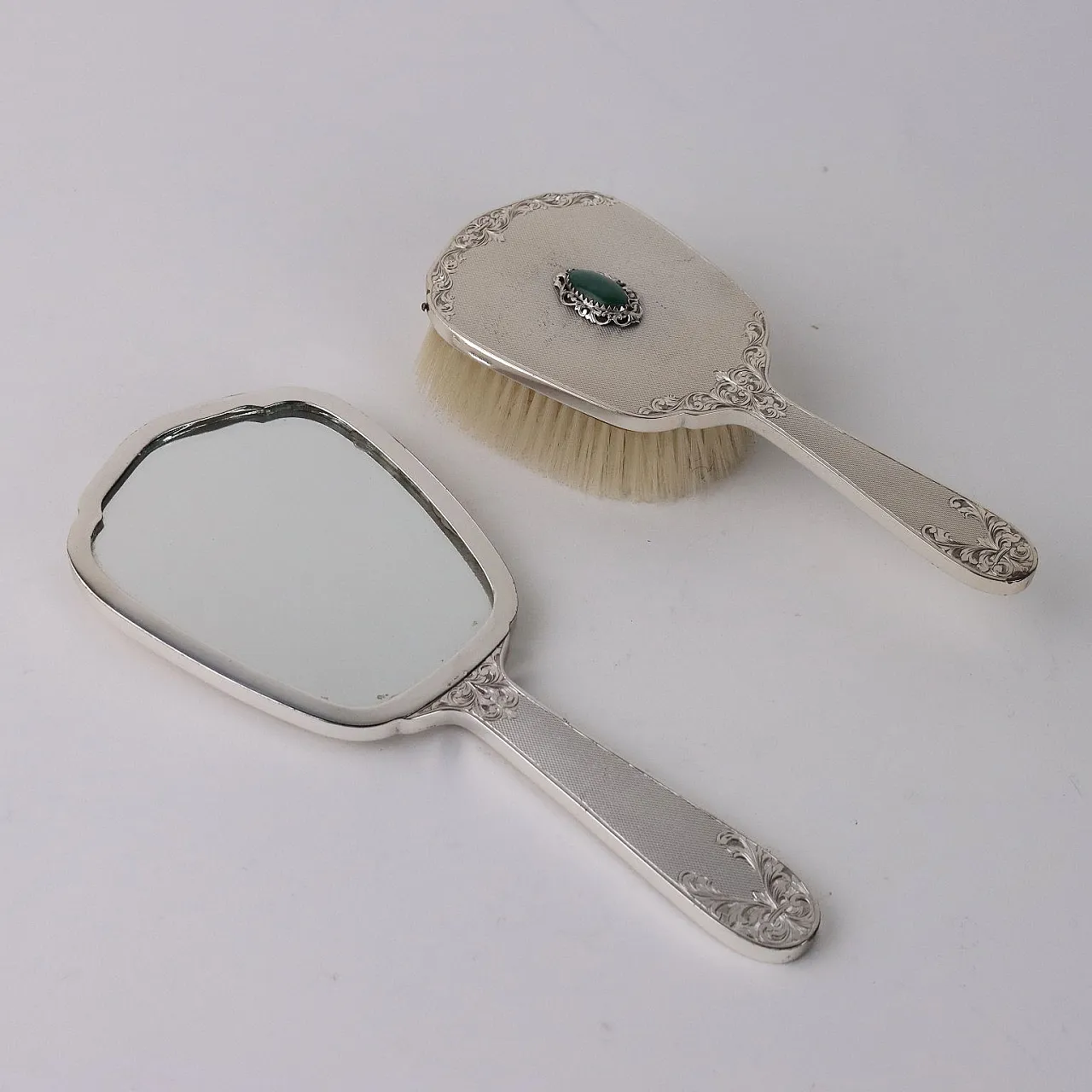 Set da toilette in argento e malachite, fine '900 8