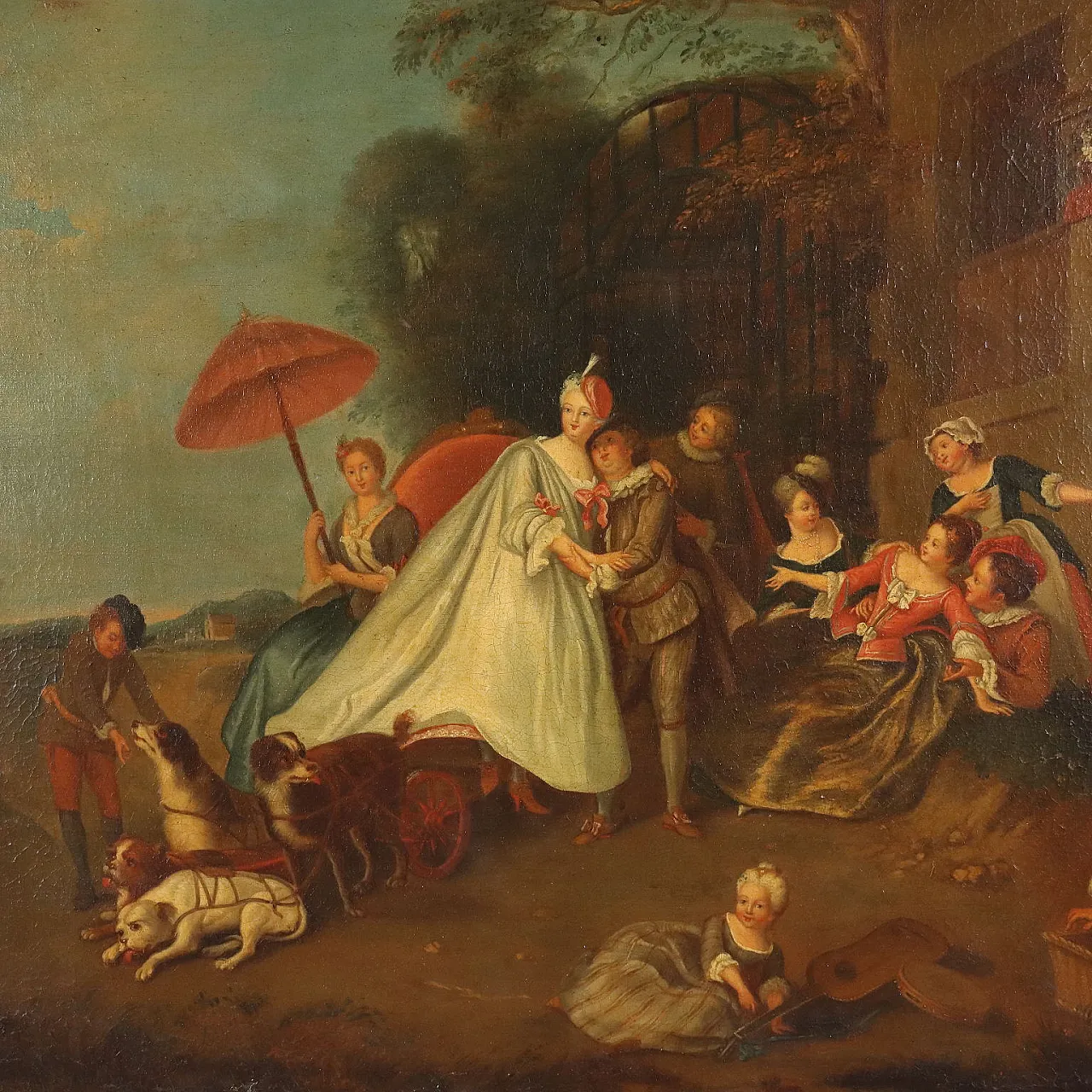 Galant Scene in the Open Air, oil on canvas, 18th century 3