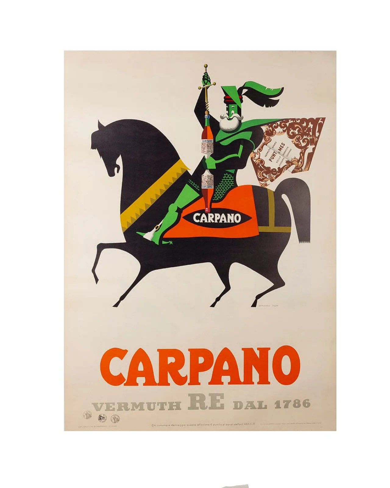 Vermuth Carpano canvas poster by Armando Testa, 1950s 1