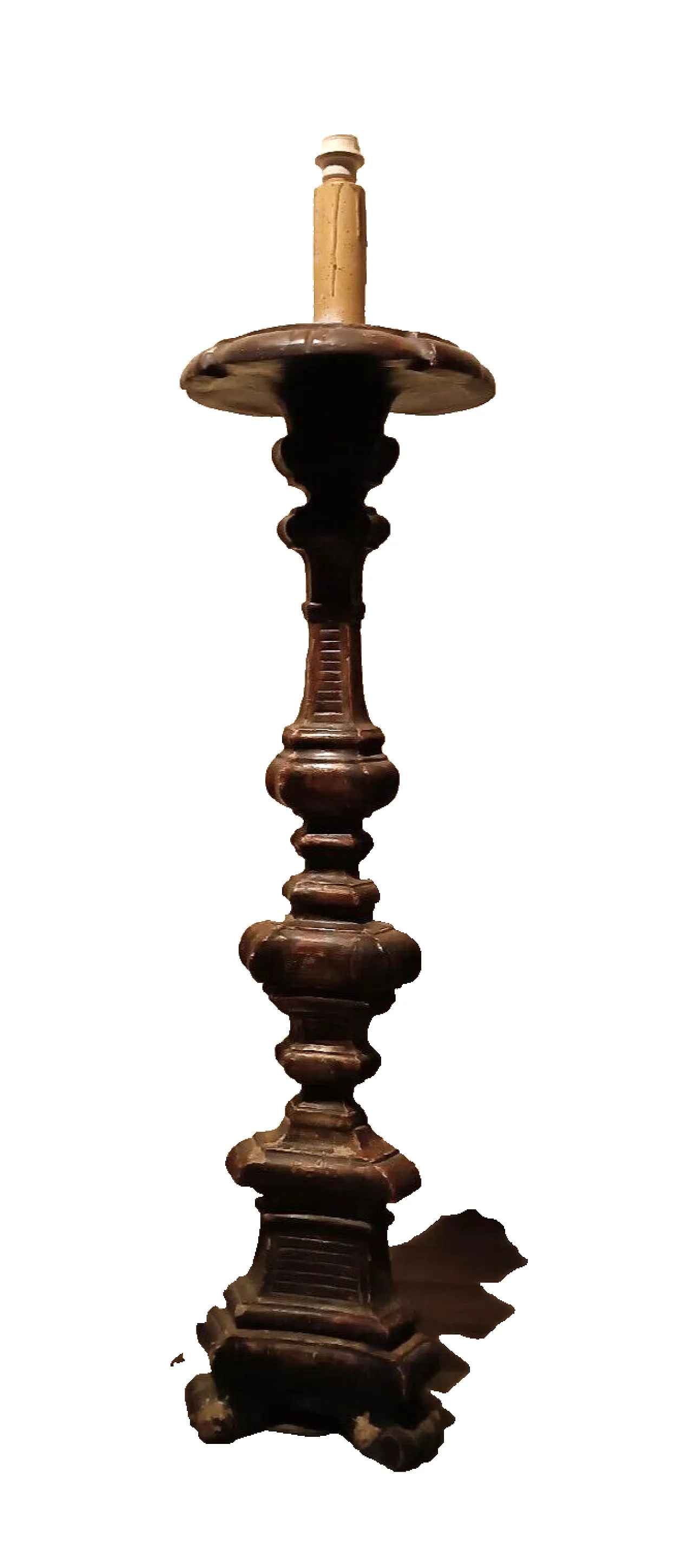 Silver-plated wooden candlestick, 18th century 2