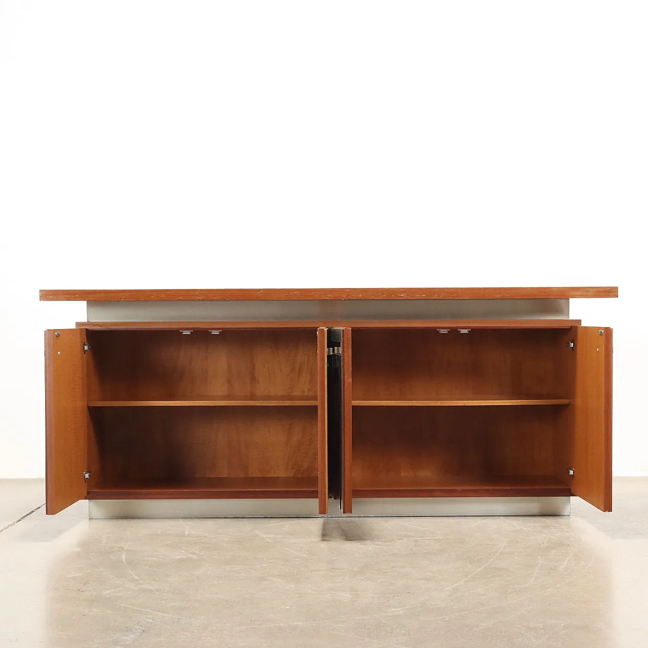 Credenza in radica impiallacciata e alluminio, fine '900 3