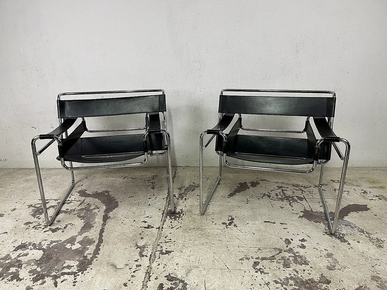 Pair of Wassily armchairs by Marcel Breuer for Gavina, 1970s 2