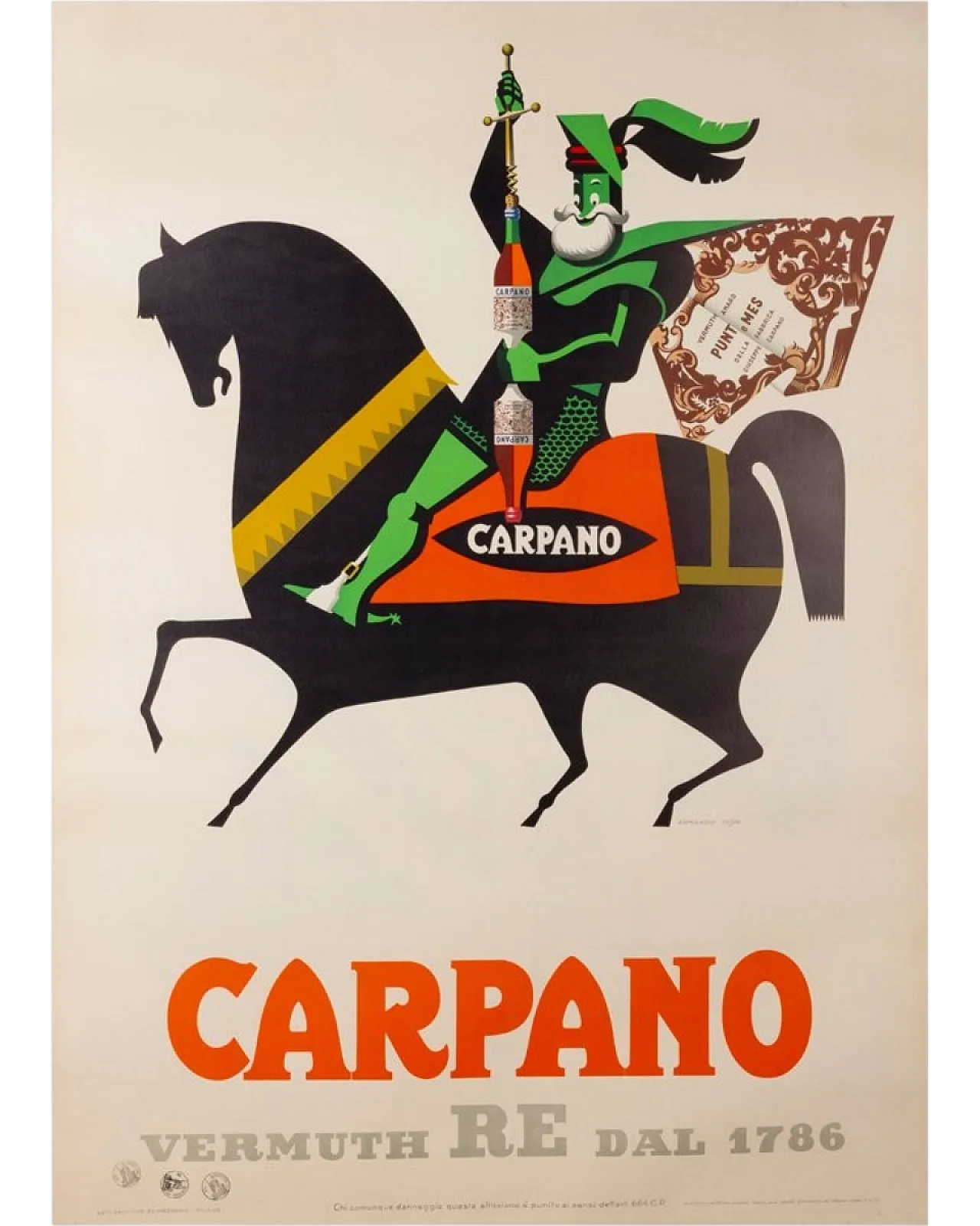 Vermuth Carpano canvas poster by Armando Testa, 1950s 13