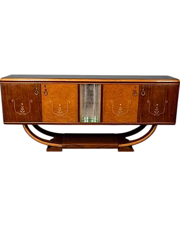 Credenza in legno e vetro, anni '30