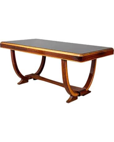 Dining table in wood and glass, 1930s