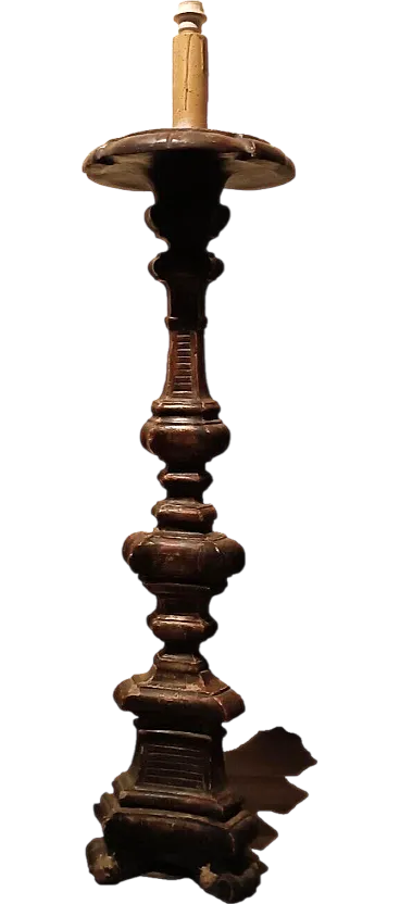 Silver-plated wooden candlestick, 18th century