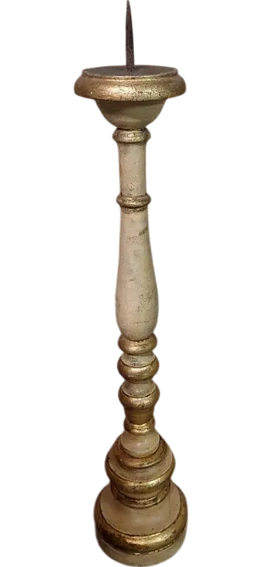 Lacquered and gilded wooden candlestick, early 19th century