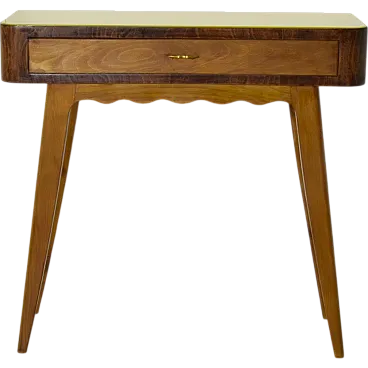 Wooden console table with glass top attributed to Paolo Buffa, 1950s