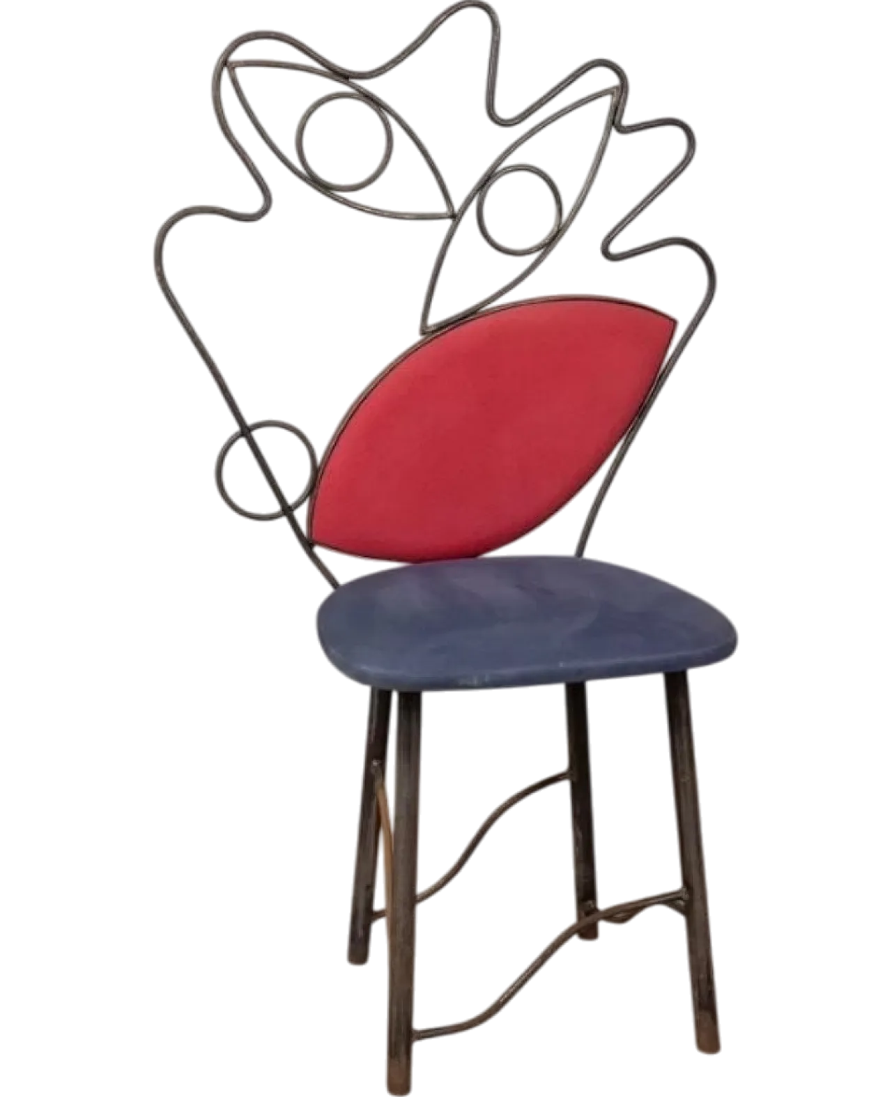 Sculpture chair in iron and fabric, 1970s 12