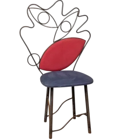 Sculpture chair in iron and fabric, 1970s