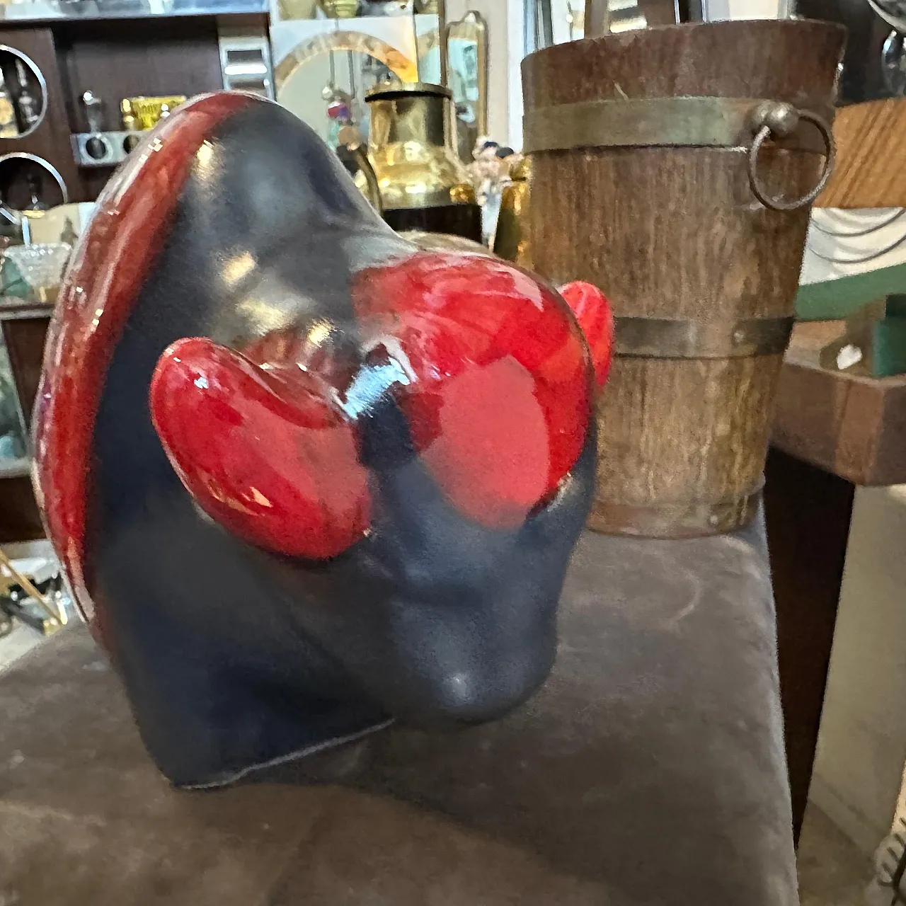 Red and black lava ceramics with German bison, 1980s 4