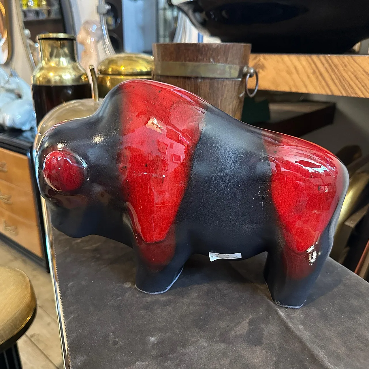 Red and black lava ceramics with German bison, 1980s 5