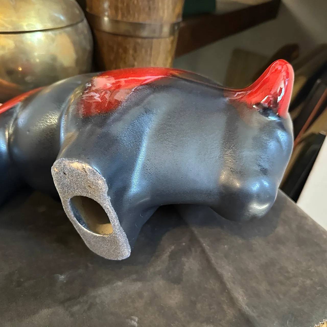 Red and black lava ceramics with German bison, 1980s 6