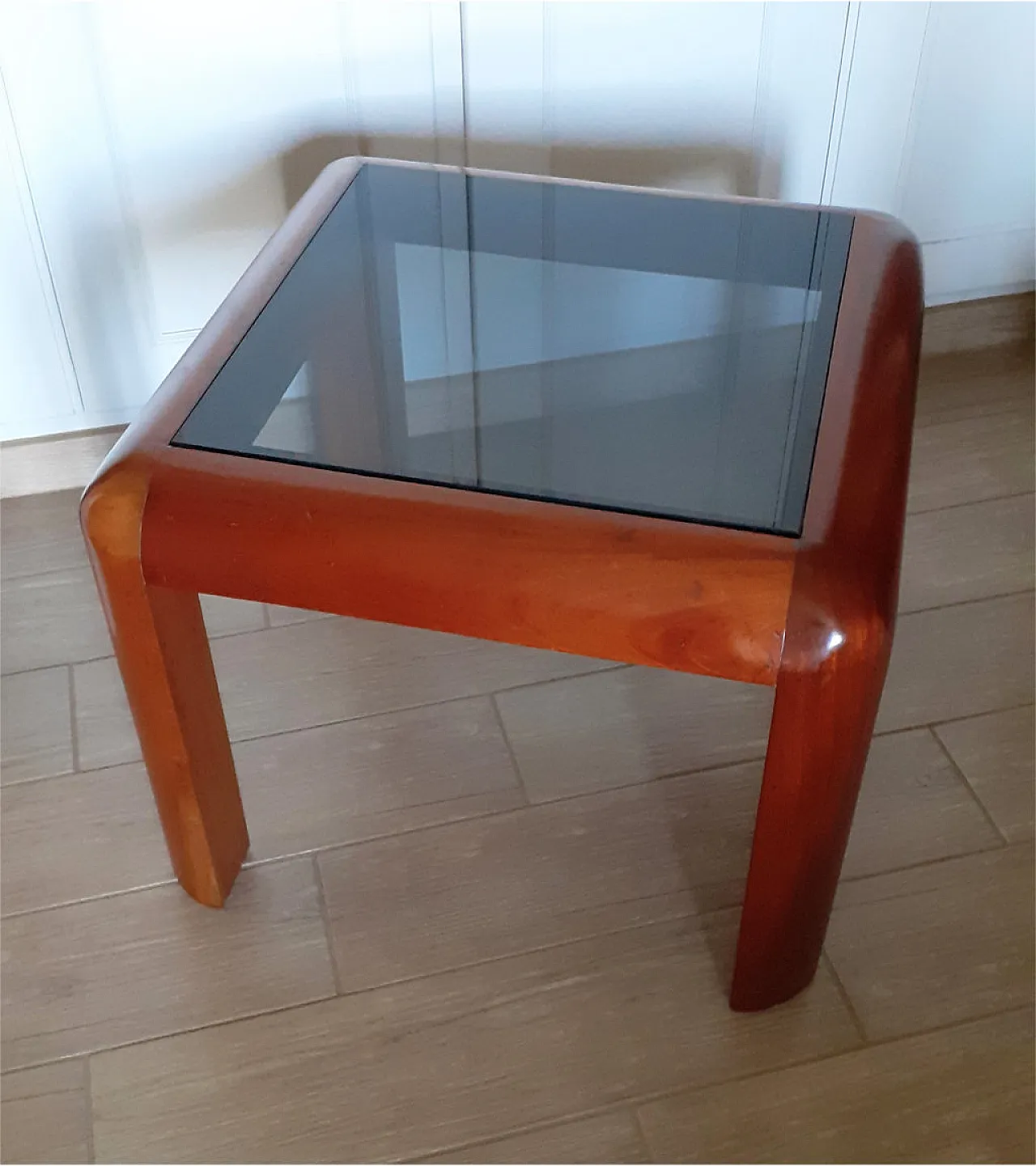 Coffee table with glass top, 80s 1