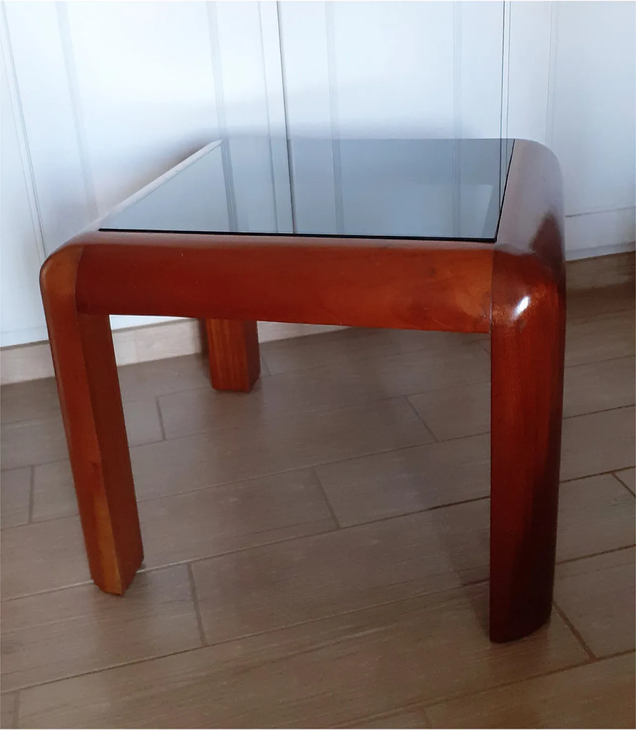 Coffee table with glass top, 80s 2