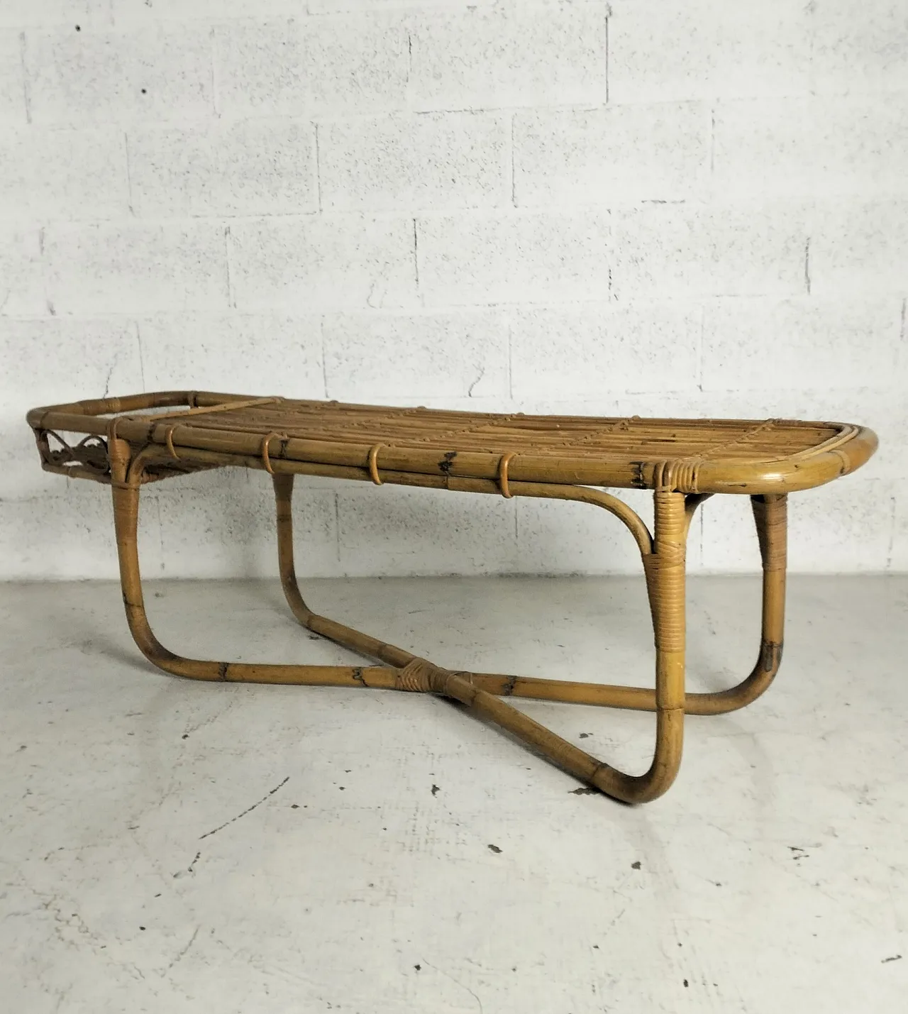 Bamboo low bar table Bonacina style, 60s 5