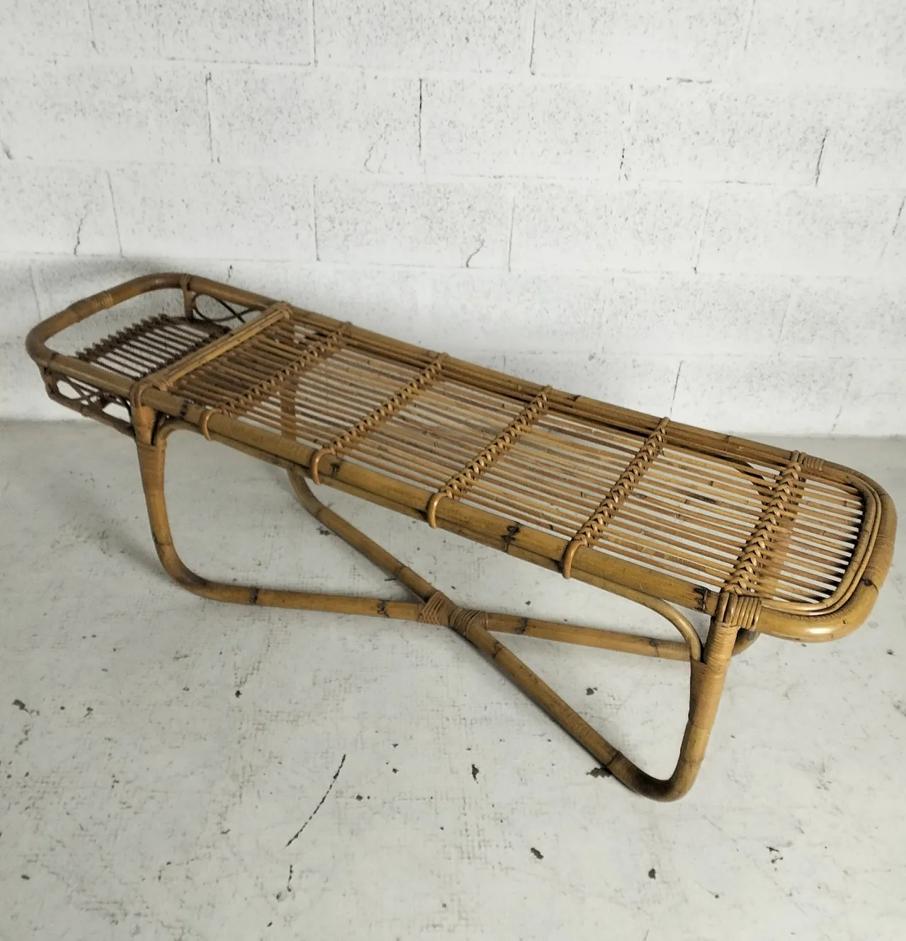 Bamboo low bar table Bonacina style, 60s 7