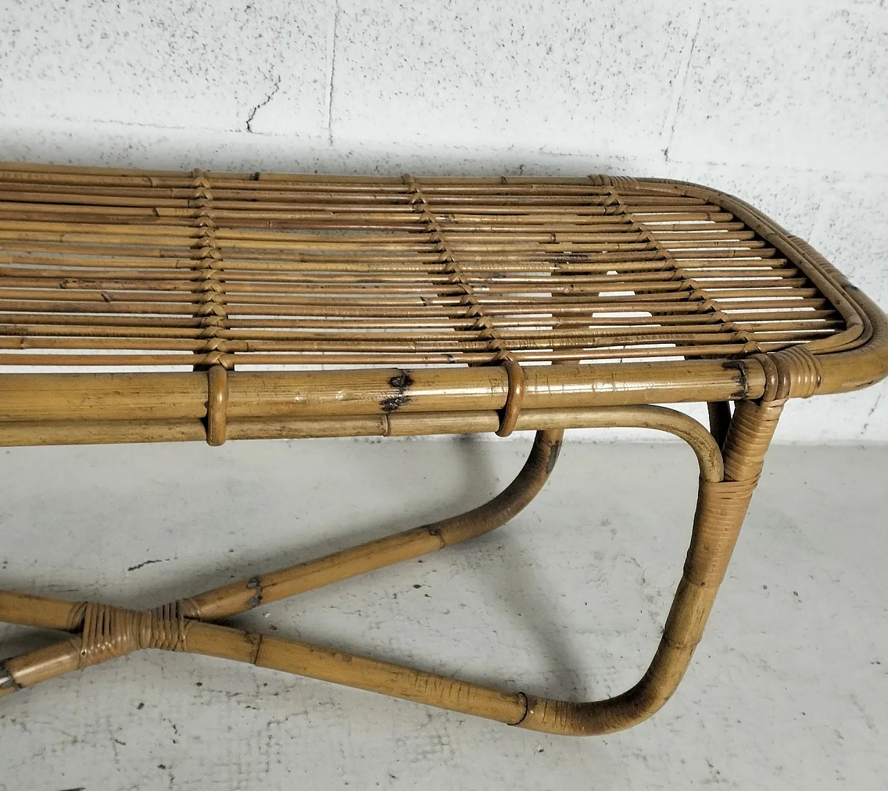 Bamboo low bar table Bonacina style, 60s 10