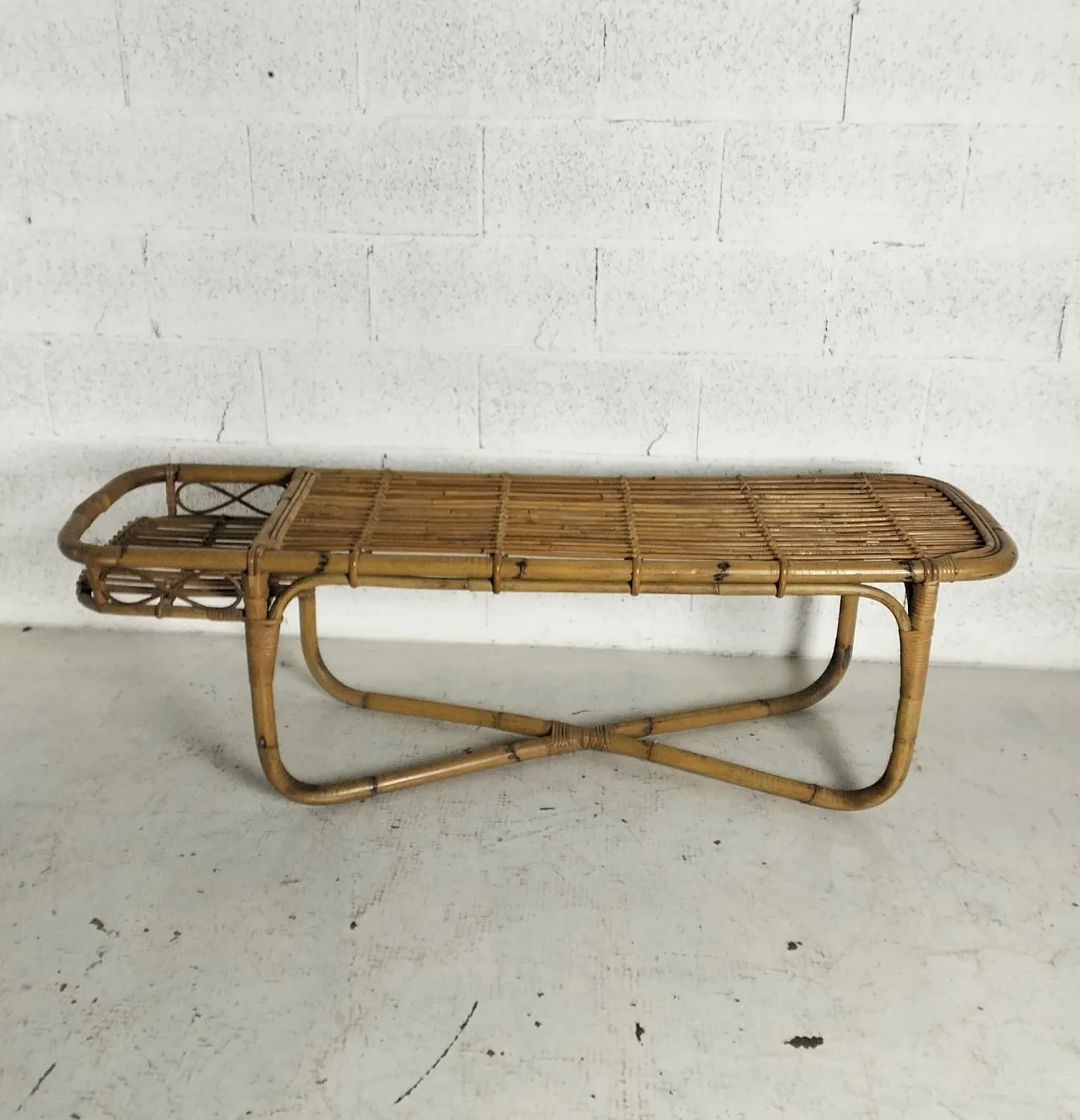 Bamboo low bar table Bonacina style, 60s 11