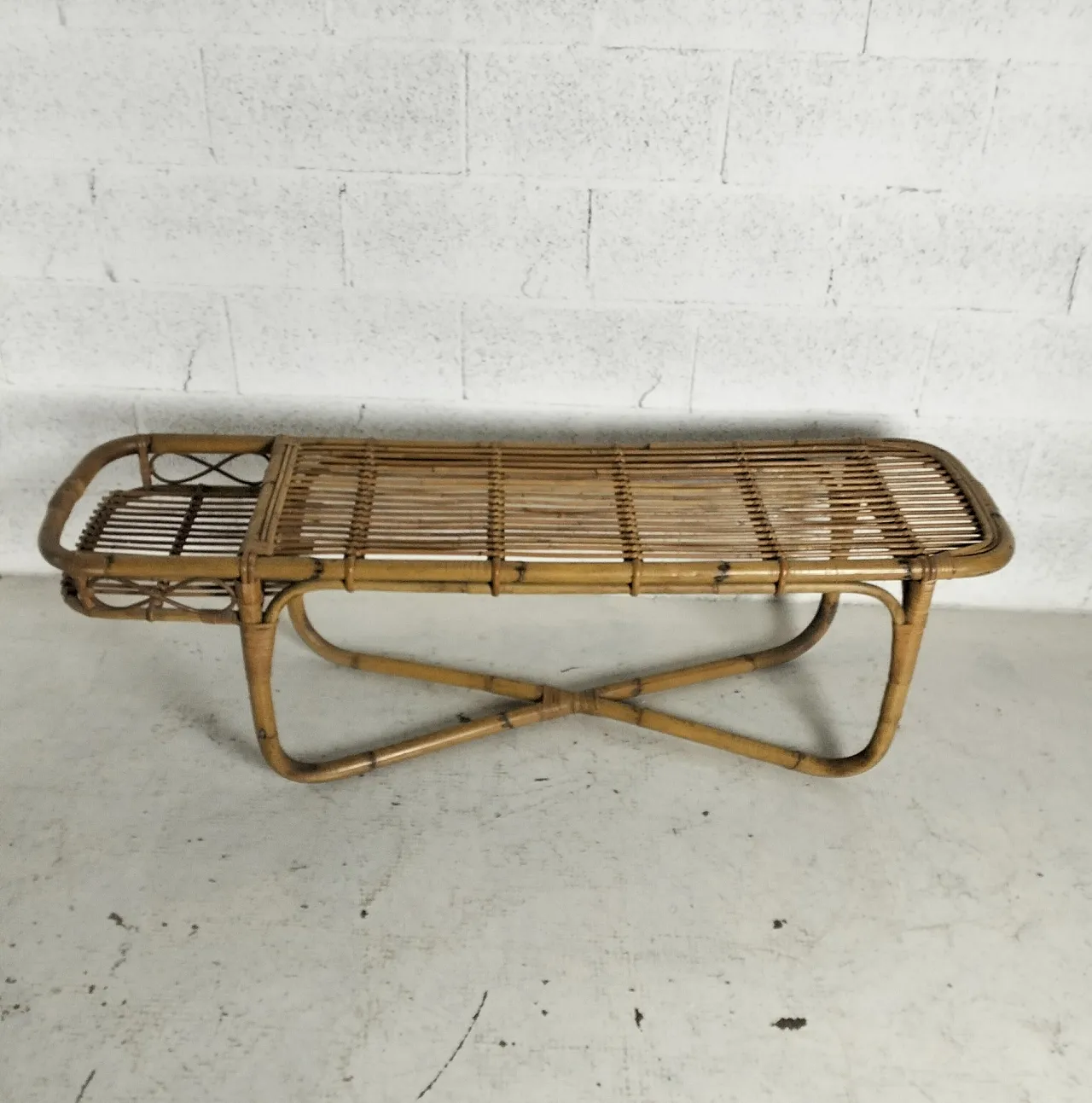 Bamboo low bar table Bonacina style, 60s 12