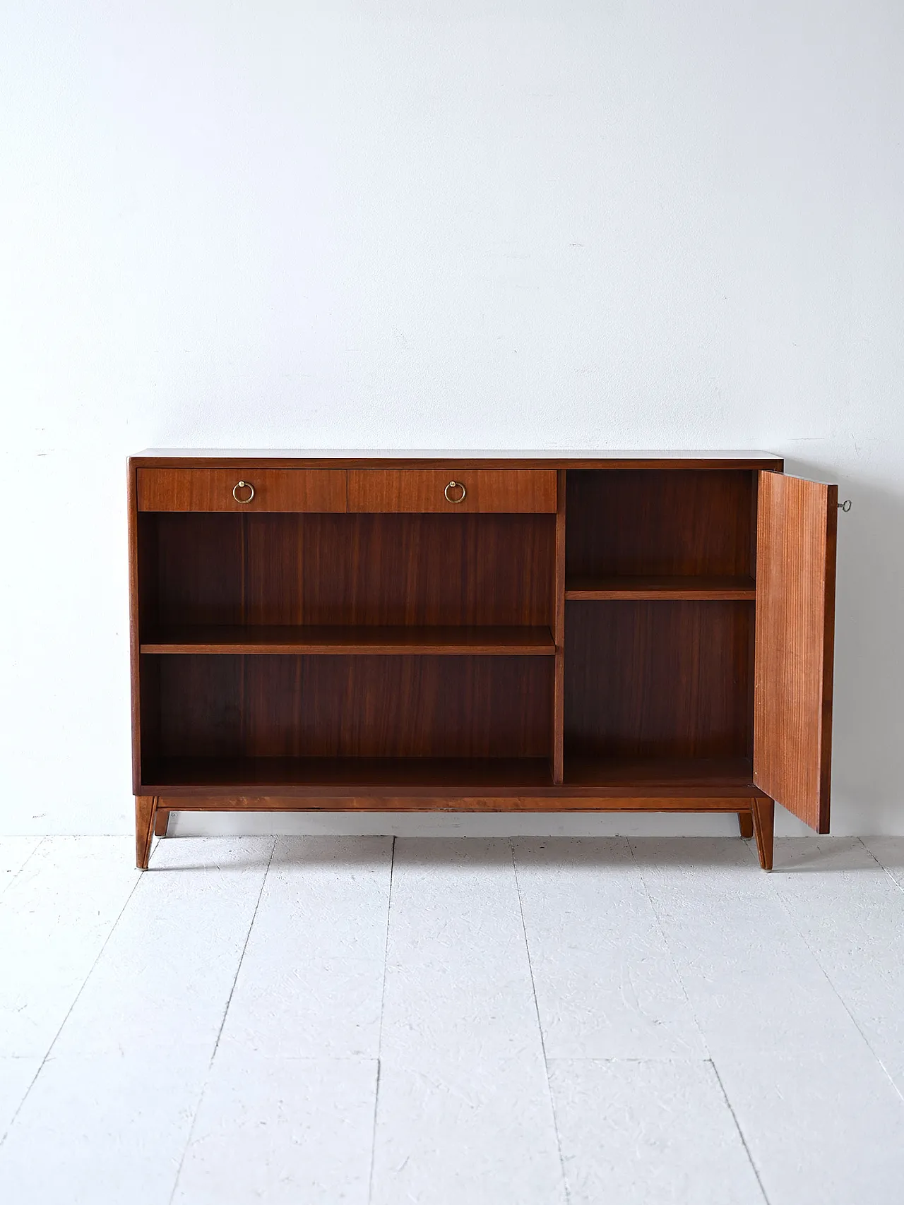 Mahogany bookcase with storage compartment, 60s 3