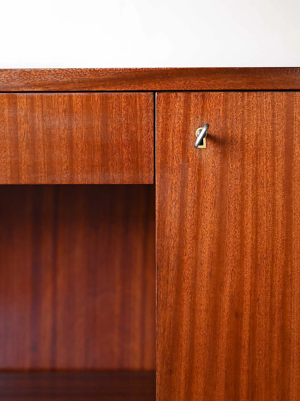 Mahogany bookcase with storage compartment, 60s 10