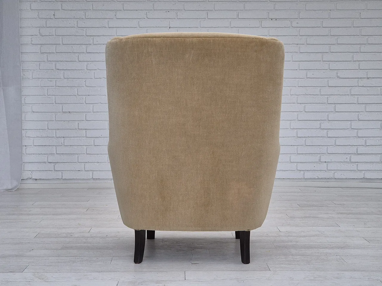 Danish highback armchair, velour, 70s 3