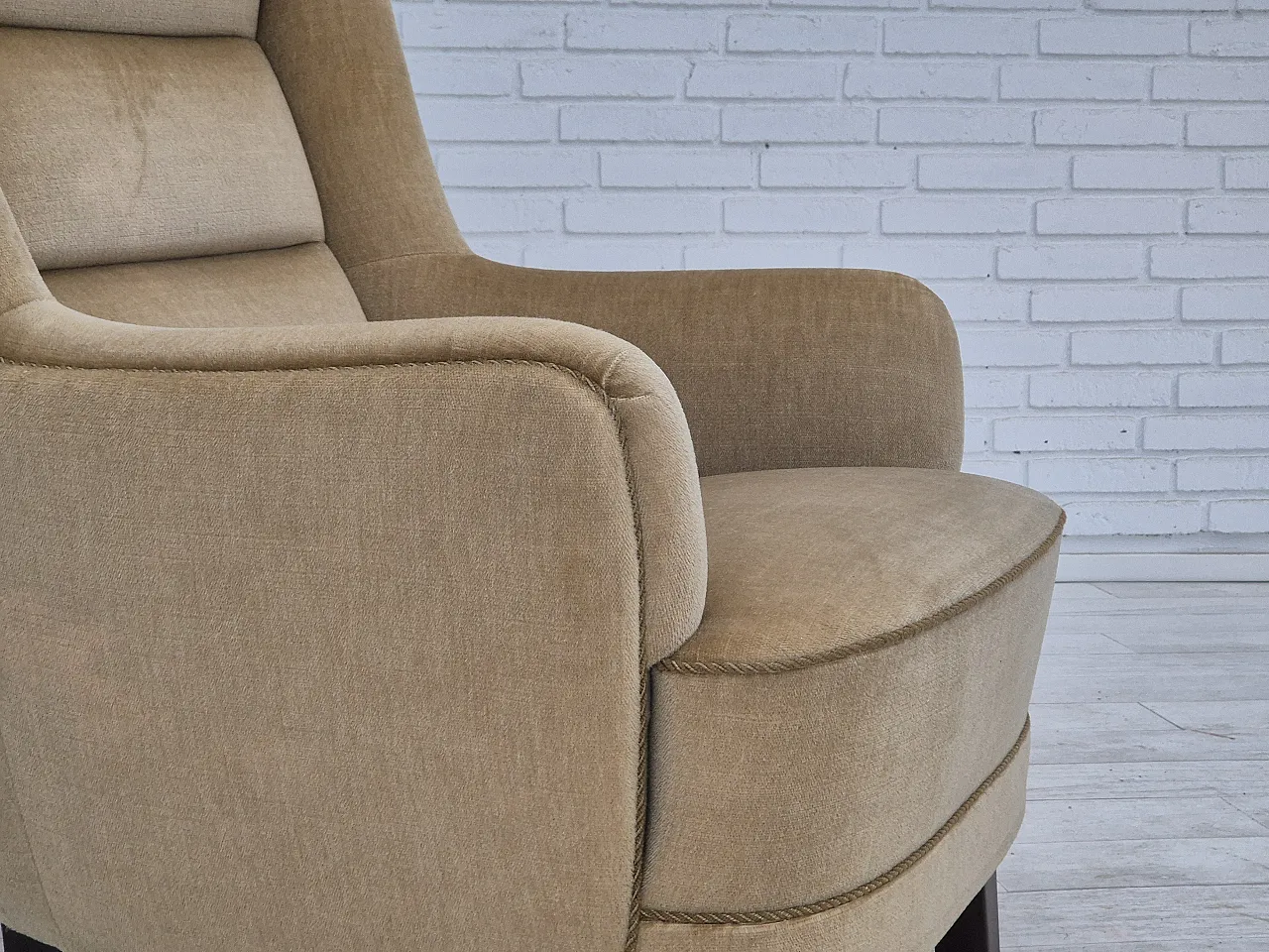 Danish highback armchair, velour, 70s 4