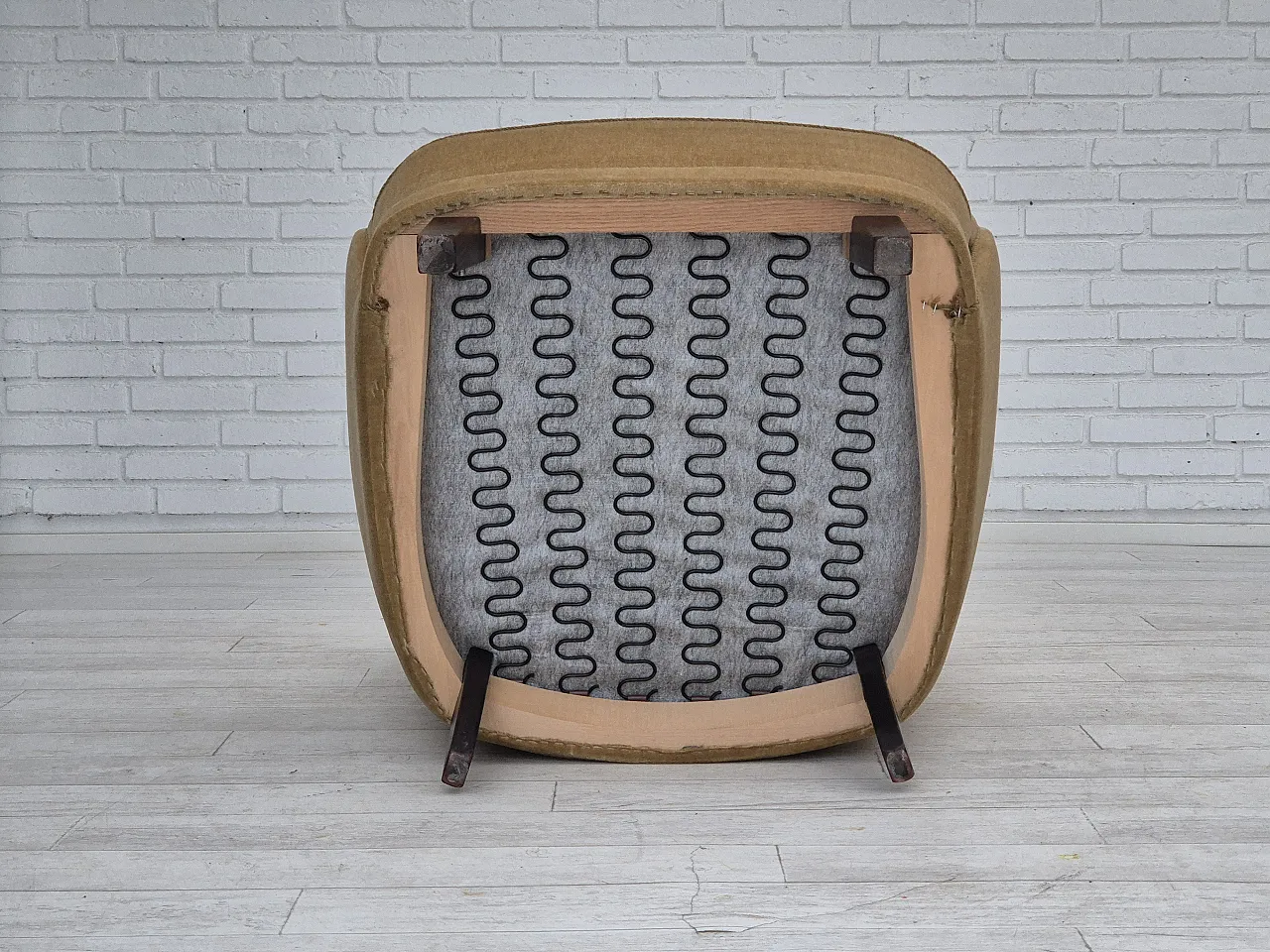 Danish highback armchair, velour, 70s 12