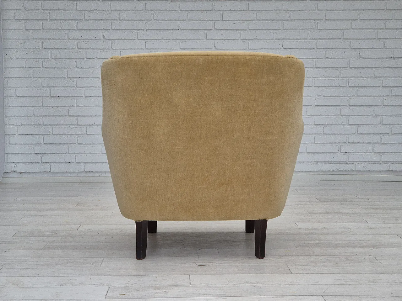 Danish velvet lounge armchair, 1970s 9