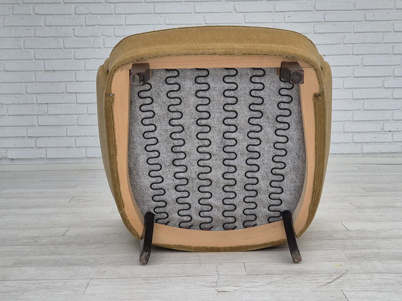 Danish velvet lounge armchair, 1970s 12