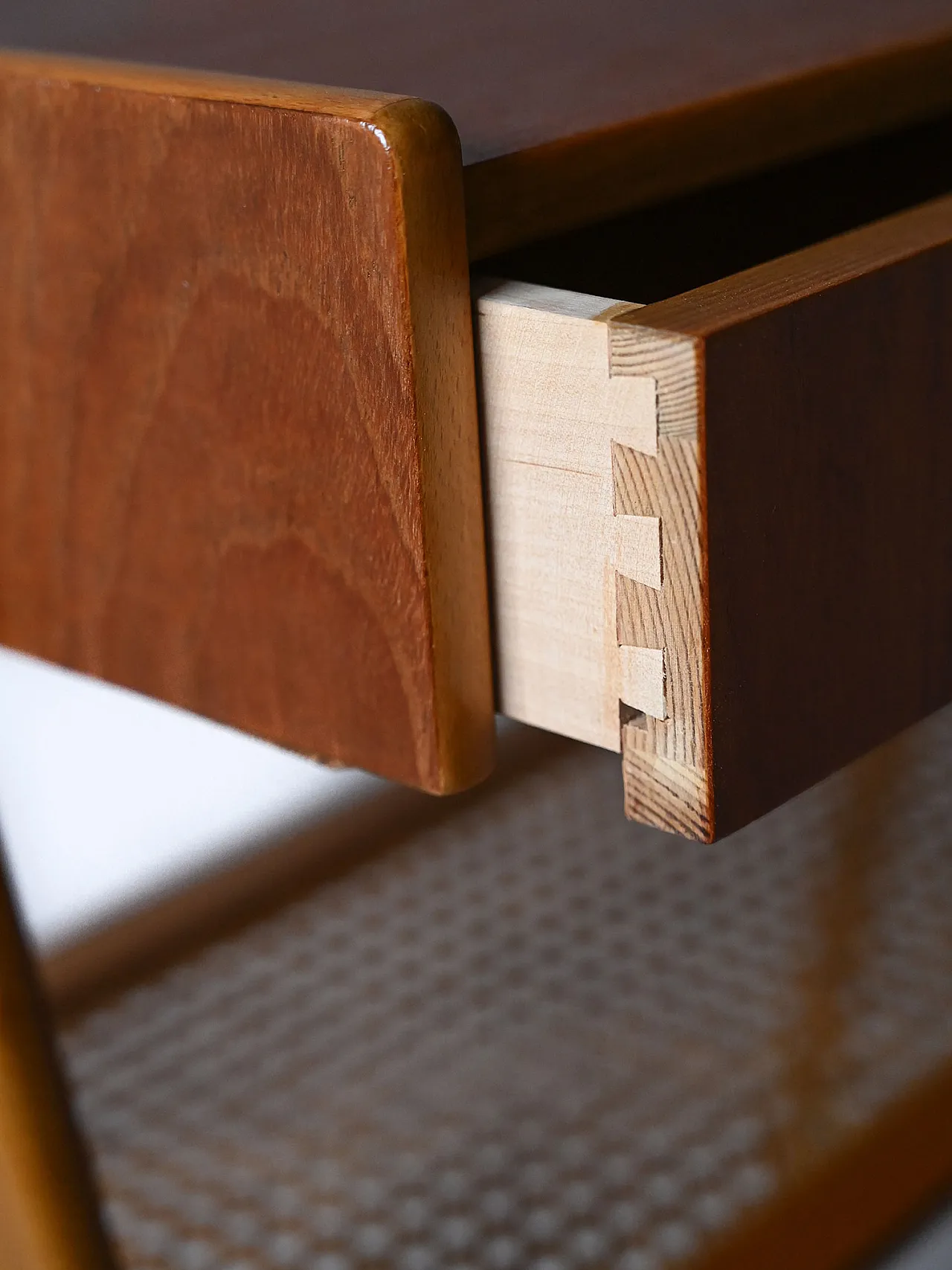 Pair of Scandinavian teak and rattan bedside tables, 1970s 8