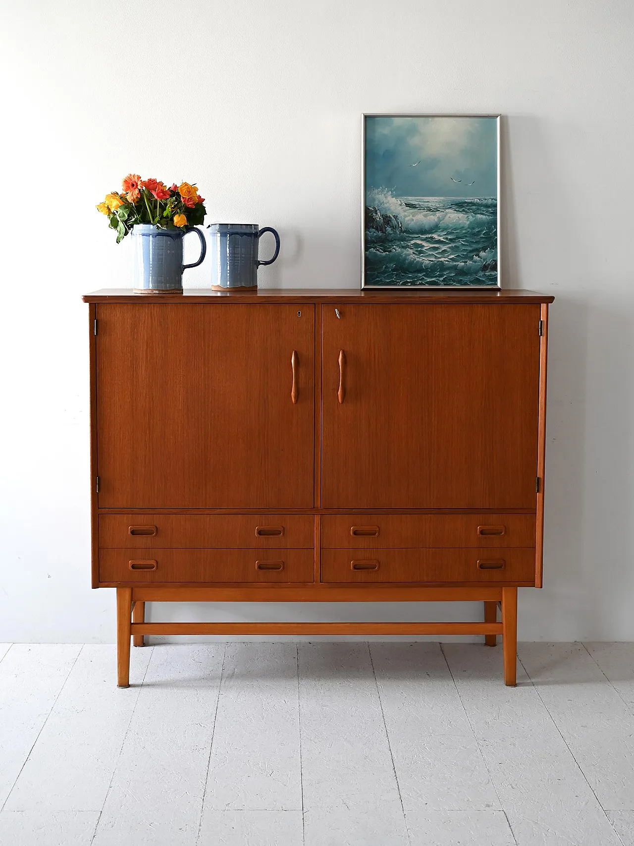 Scandinavian teak highboard, 1960s 1