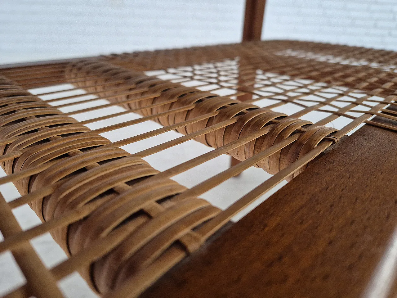 Scandinavian teak and rattan coffee table, 1970s 5