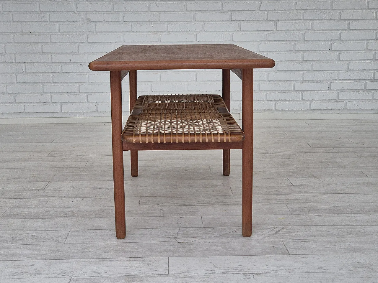 Scandinavian teak and rattan coffee table, 1970s 7