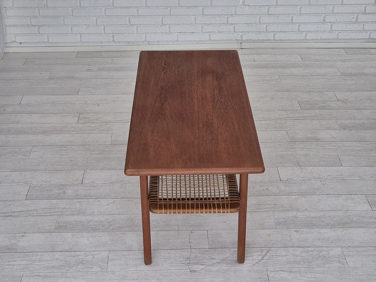 Scandinavian teak and rattan coffee table, 1970s 8