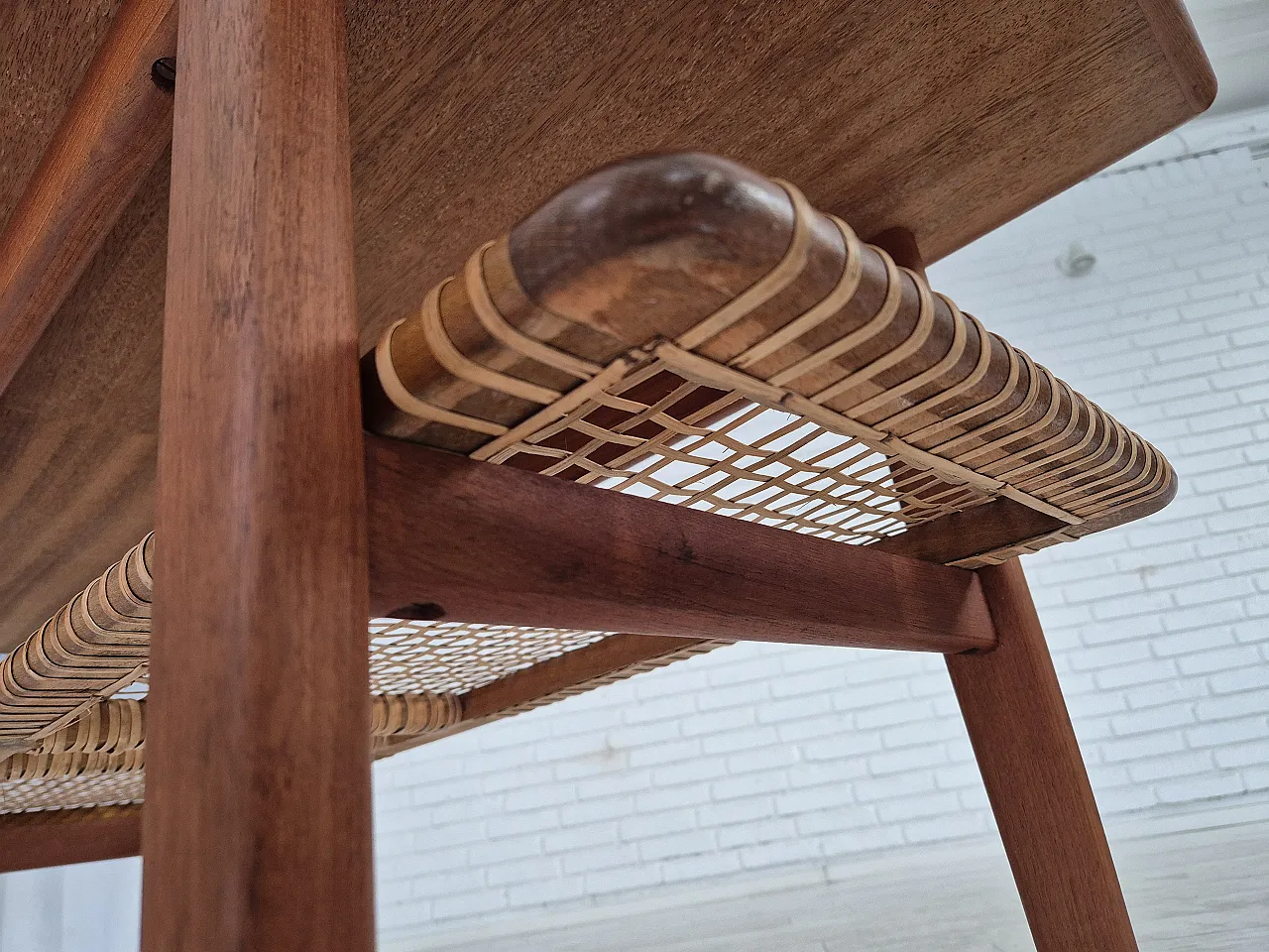 Scandinavian teak and rattan coffee table, 1970s 11