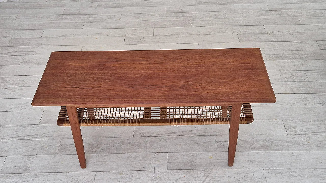 Scandinavian teak and rattan coffee table, 1970s 12