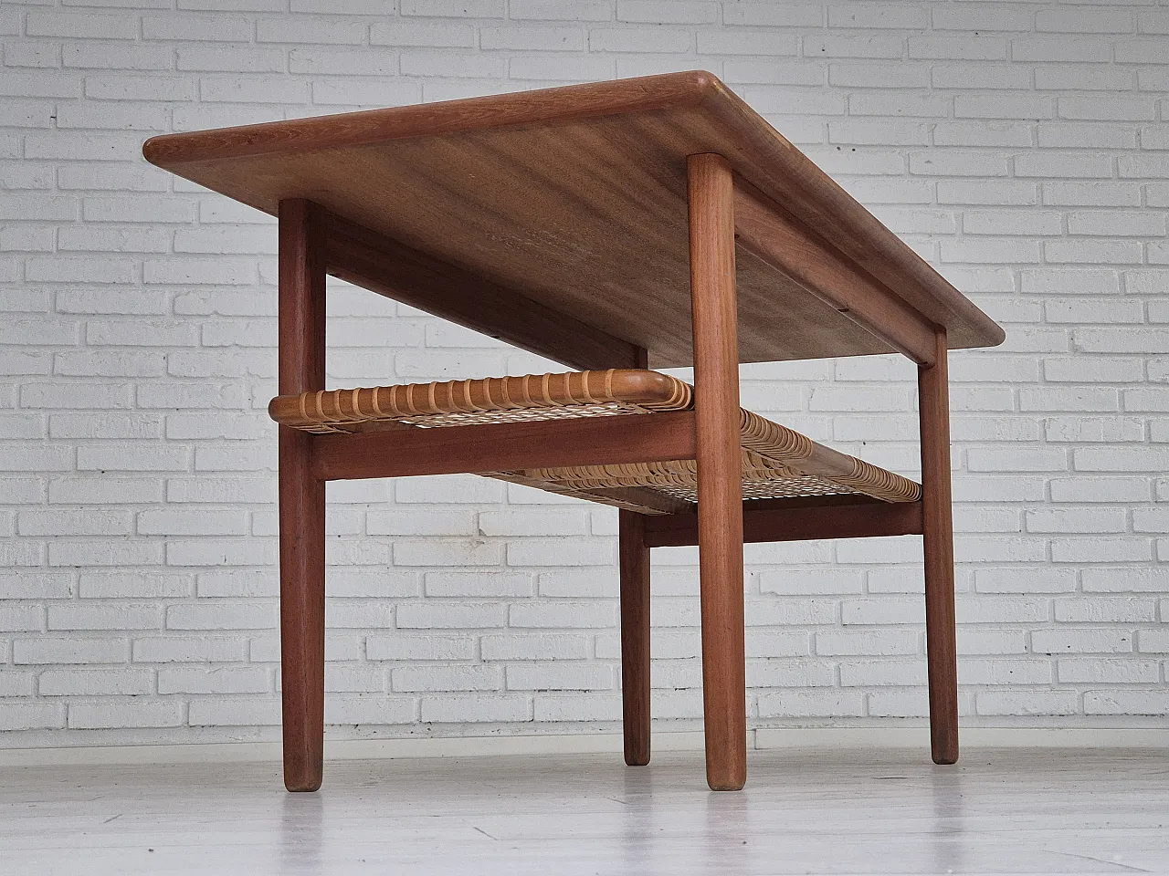 Scandinavian teak and rattan coffee table, 1970s 13