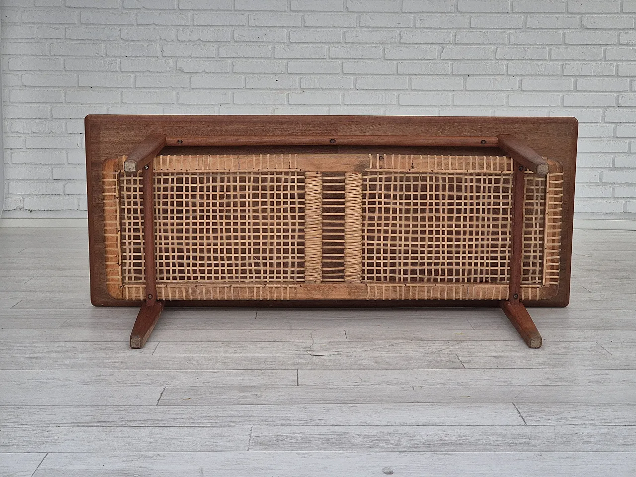 Scandinavian teak and rattan coffee table, 1970s 15