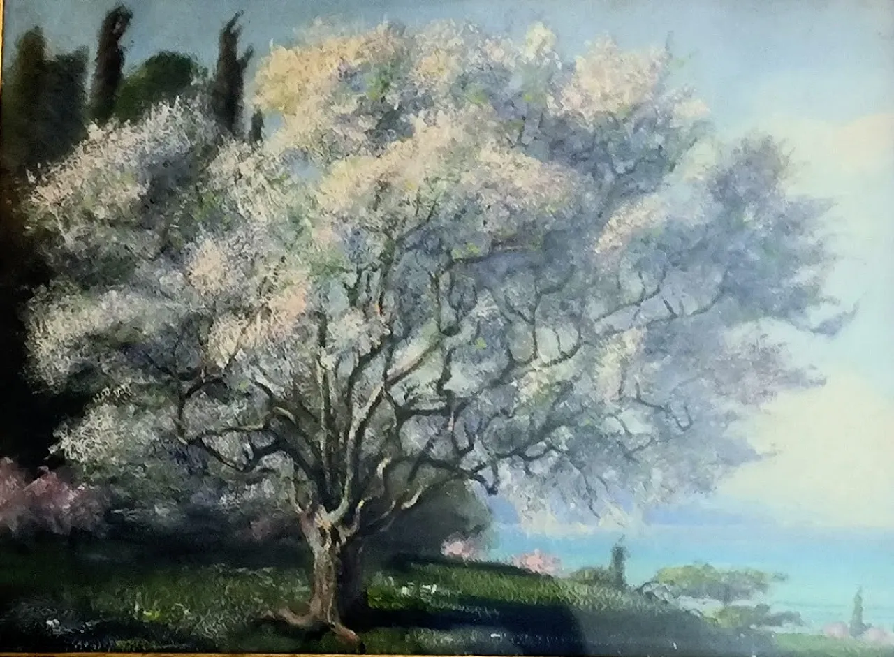 Painting Edgardo Rossaro  "Flowering Tree", 20th century 1